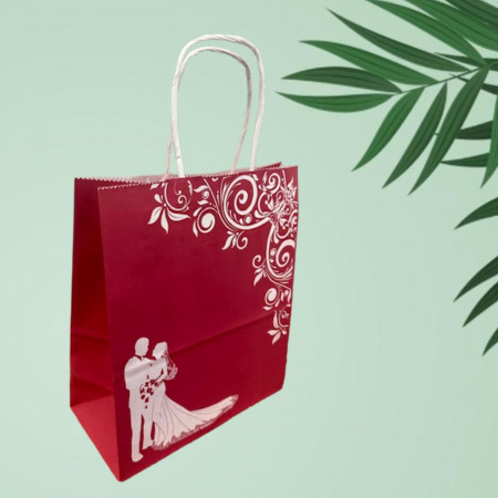 Bride and groom burgundy paper bag