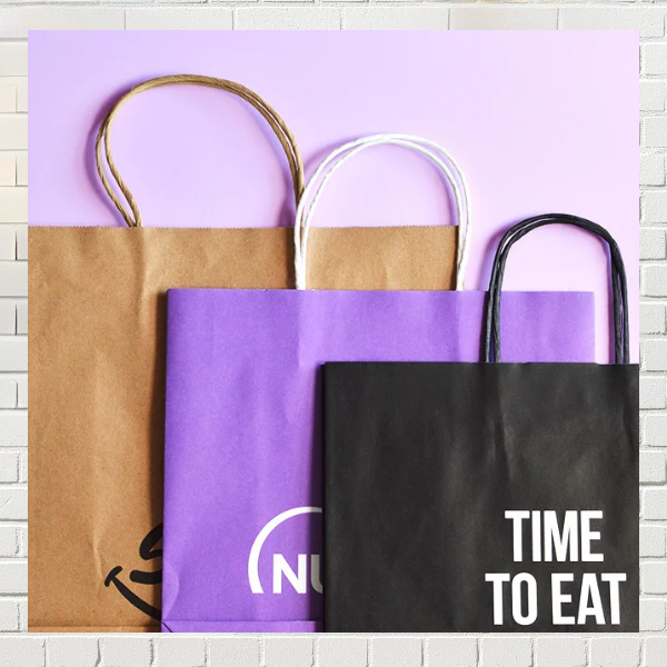 Paper bags with twisted handle